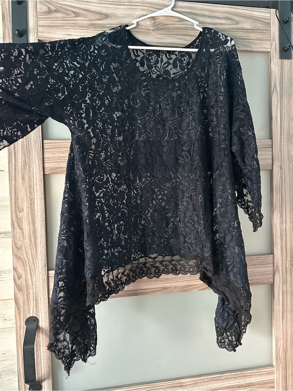L&B Black Lace Sheer Women's Blouse